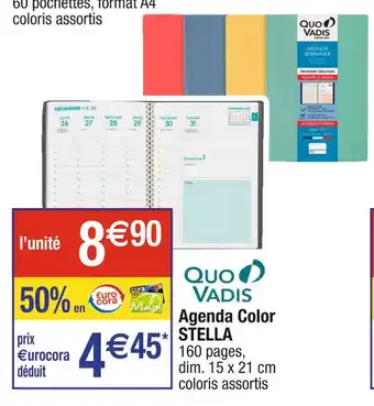 Cora x Carrefour Quo vadis agenda color stella offre