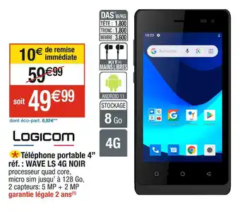 Cora x Carrefour Logicom téléphone portable 4’’ réf. : redmi a2 4g noir offre
