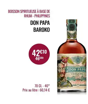 Nicolas Don papa boisson spiritueuse à base de rhum - philippines baroko offre