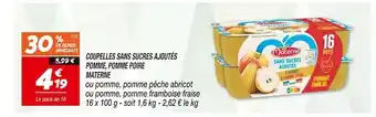 Netto Materne coupelles sans sucres ajoutés pomme, pomme poire offre