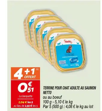 Netto Netto terrine pour chat adulte au saumon offre