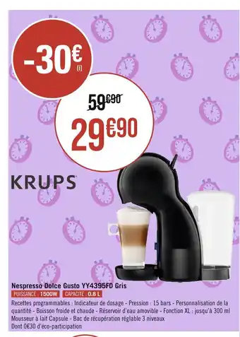 Krups nespresso dolce gusto yy4395fd gris