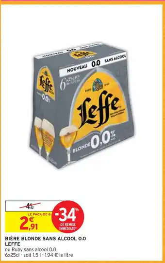 Intermarché Leffe bière blonde sans alcool 0.0 offre