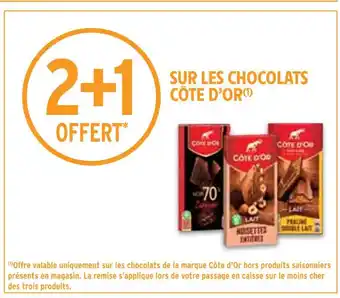 Intermarché Côte d'or 2 +1 offert sur les chocolats côte d'or offre