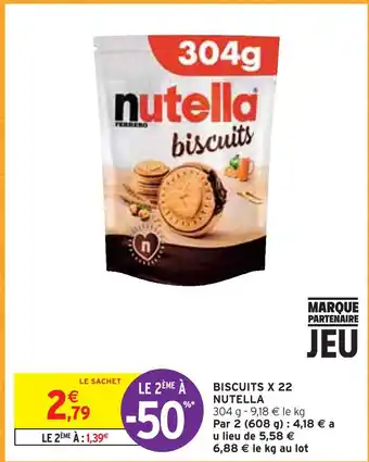 Intermarché Nutella biscuits x 22 offre