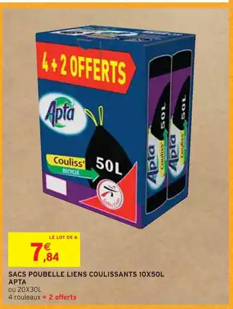 Intermarché Apta sacs poubelle liens coulissants 10x50l offre
