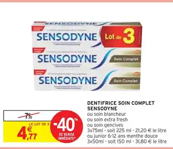 Intermarché Sensodyne dentifrice soin complet offre