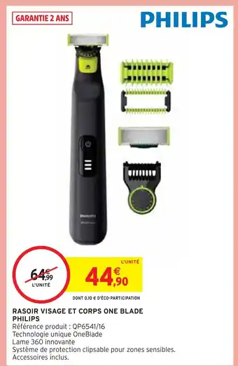 Intermarché Philips rasoir visage et corps one blade offre