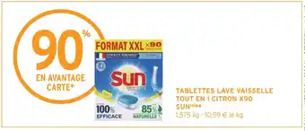 Intermarché Sun tablettes lave vaisselle tout en 1 citron x90 (b) offre
