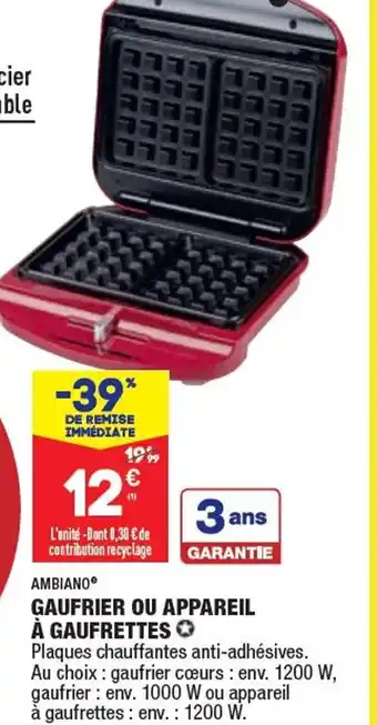 ALDI GAUFRIER OU APPAREIL À GAUFRETTES offre