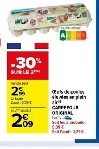 Carrefour Œufs de poules élevées en plein offre