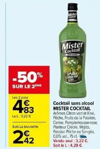 Carrefour Cocktail sans alcool MISTER COCKTAIL offre