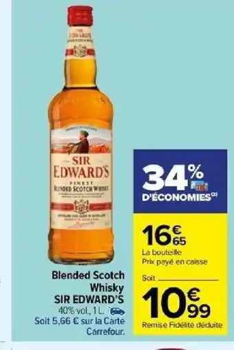 Carrefour Blended Scotch Whisky SIR EDWARD'S offre