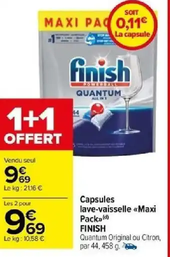Carrefour Capsules lave-vaisselle Maxi Pack FINISH offre