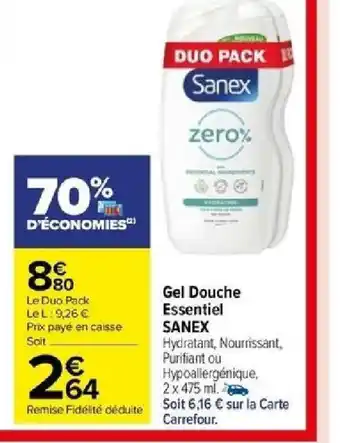 Carrefour Gel Douche Essentiel offre