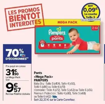 Carrefour Pants Mega Pack PAMPERS offre