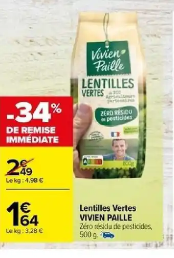 Carrefour Lentilles Vertes VIVIEN PAILLE offre