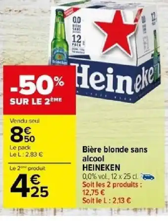 Carrefour Bière blonde sans alcool HEINEKEN offre
