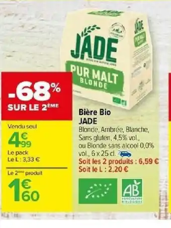 Carrefour Bière Bio JADE offre