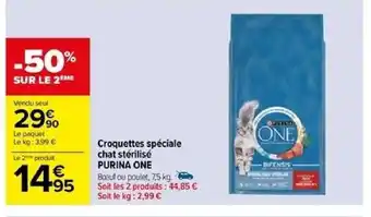 Carrefour Croquettes spéciale chat stérilisé PURINA ONE offre