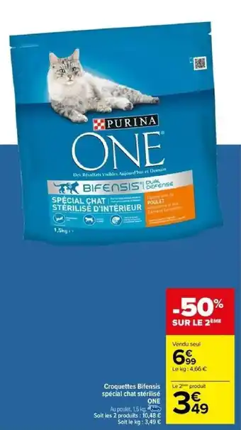 Carrefour Croquettes Bifensis spécial chat stérilisé ONE offre