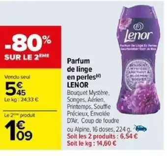 Carrefour Parfum de linge en perles LENOR offre