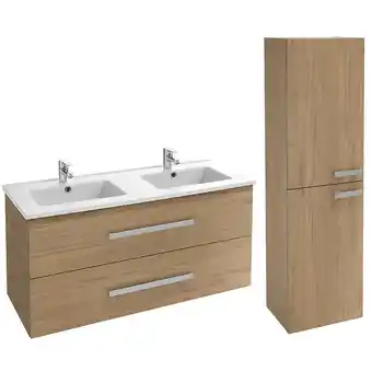 Brico Cash Meuble lavabo double vasque jacob delafon + colonne de salle de bain, 2 portes | chêne colorado offre