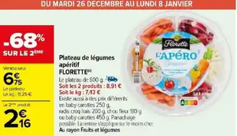 Carrefour Plateau de légumes apéritif FLORETTE(s) offre