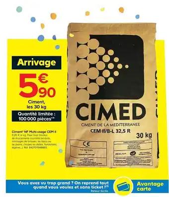 Castorama Ciment Nf Multi-usage Cem Ii offre