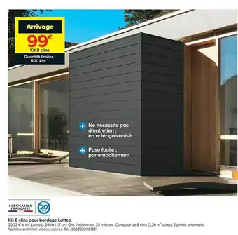 Castorama Kit 8 Clins Pour Bardage Latteo offre