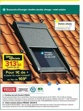 Castorama Fenêtre De Toit Confort Mk04, Volet Roulant Solaire Mk04s offre