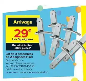 Castorama Lot De Ensembles De 2 Poignées Hirel offre