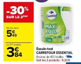 Carrefour Essuie-tout CARREFOUR ESSENTIAL offre