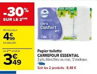 Carrefour Papier toilette CARREFOUR ESSENTIAL offre