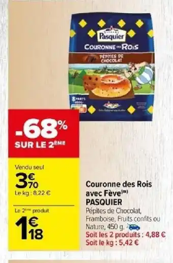 Carrefour Couronne des Rois avec Fève(m) PASQUIER offre