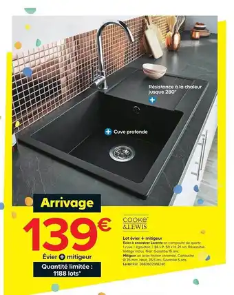 Castorama Lot évier + Mitigeur évier à Encastrer Lorentz offre