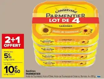 Carrefour Sardines PARMENTIER offre