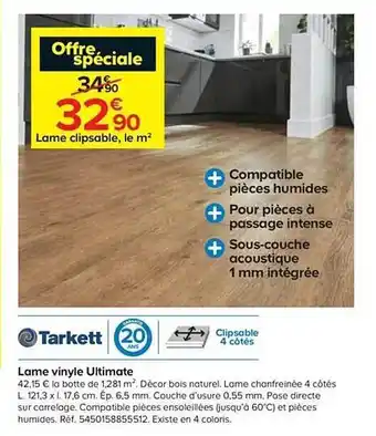 Castorama Lame Vinyle Ultimate Tarkett offre