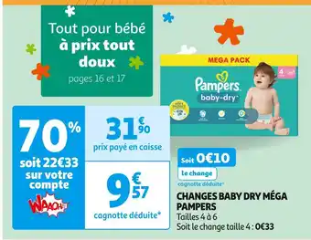 Auchan Supermarché Pampers changes baby dry méga offre