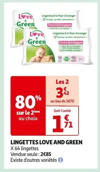 Auchan Supermarché Love and green lingettes offre