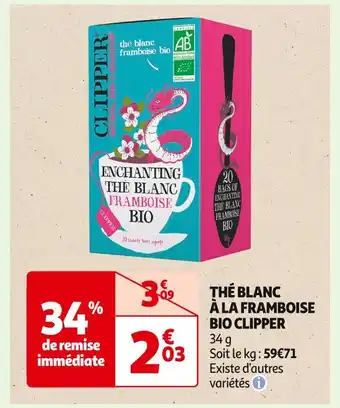 Auchan Supermarché Clipper thé blanc à la framboise bio offre