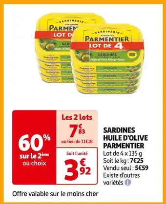 Auchan Supermarché Parmentier sardines huile d'olive offre