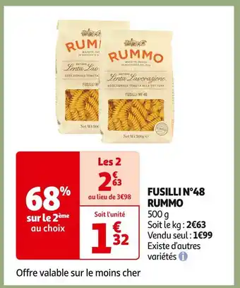 Auchan Supermarché Rummo fusilli n°48 offre