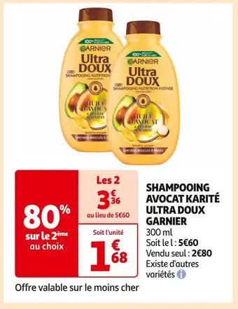 Auchan Supermarché Garnier shampooing avocat karité ultra doux offre
