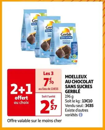 Auchan Supermarché Gerblé moelleux au chocolat sans sucres offre