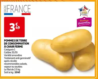Auchan Supermarché Princesse amandine pommes de terre de consommation à chair ferme offre