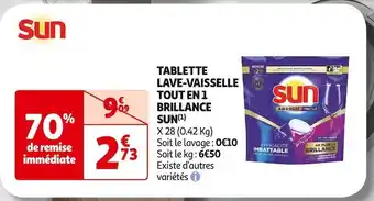 Auchan Supermarché Sun tablette lave-vaisselle tout en 1 brillance(1) offre
