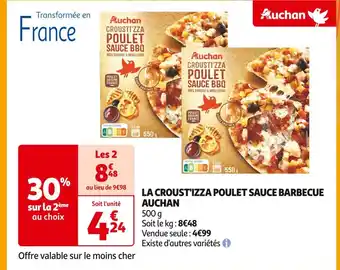 Auchan Supermarché Auchan la croust'izza poulet sauce barbecue offre