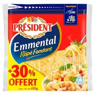 Auchan Emmental râpé président offre