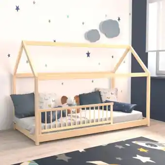 Auchan Lit cabane en bois massif 90 x 190 cm avec sommier + barrière de lit louis offre